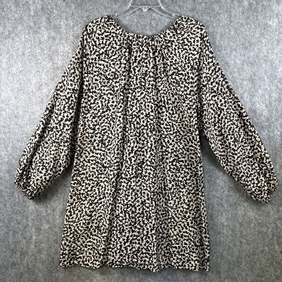 H&M Animal Print Shift Dress Long Sleeve Size Small Unlined Pullover Flowy Boho - Picture 12 of 12
